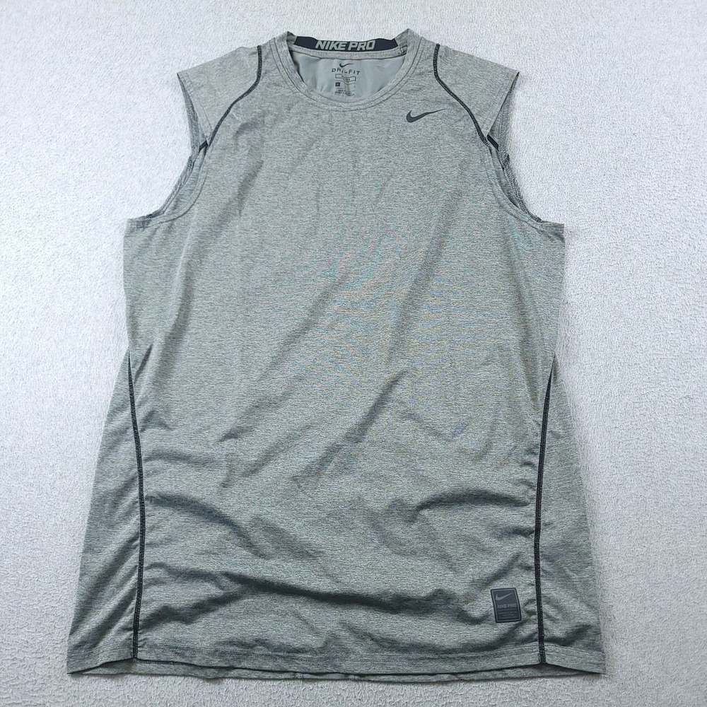 Nike Pro Tank Top Mens Large Gray Performance Training Dri-Fit 703102-091